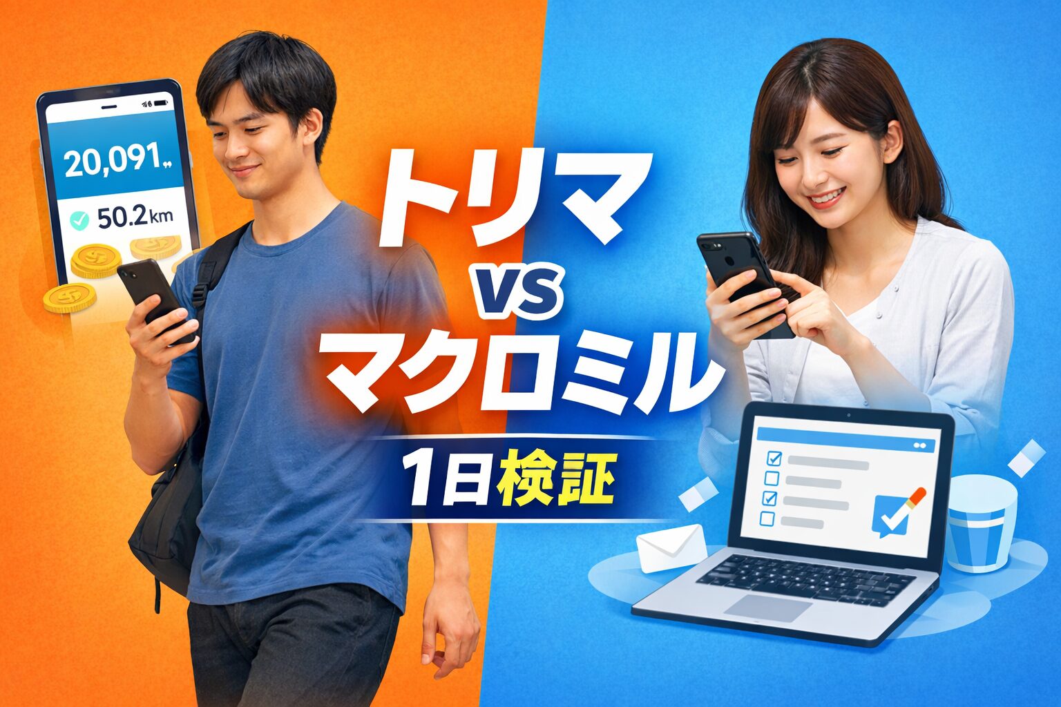 トリマとマクロミルを1日データで時給比較した検証イメージ