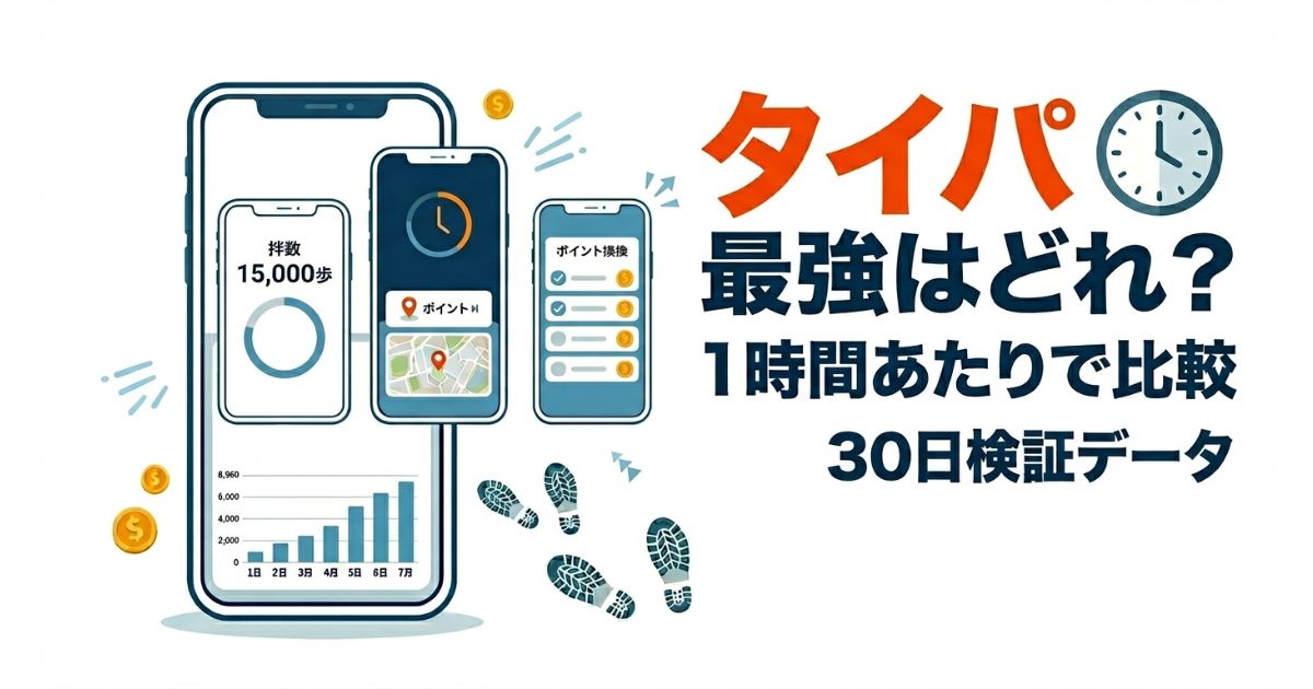 歩数アプリの時間効率比較を解説したアイキャッチ画像