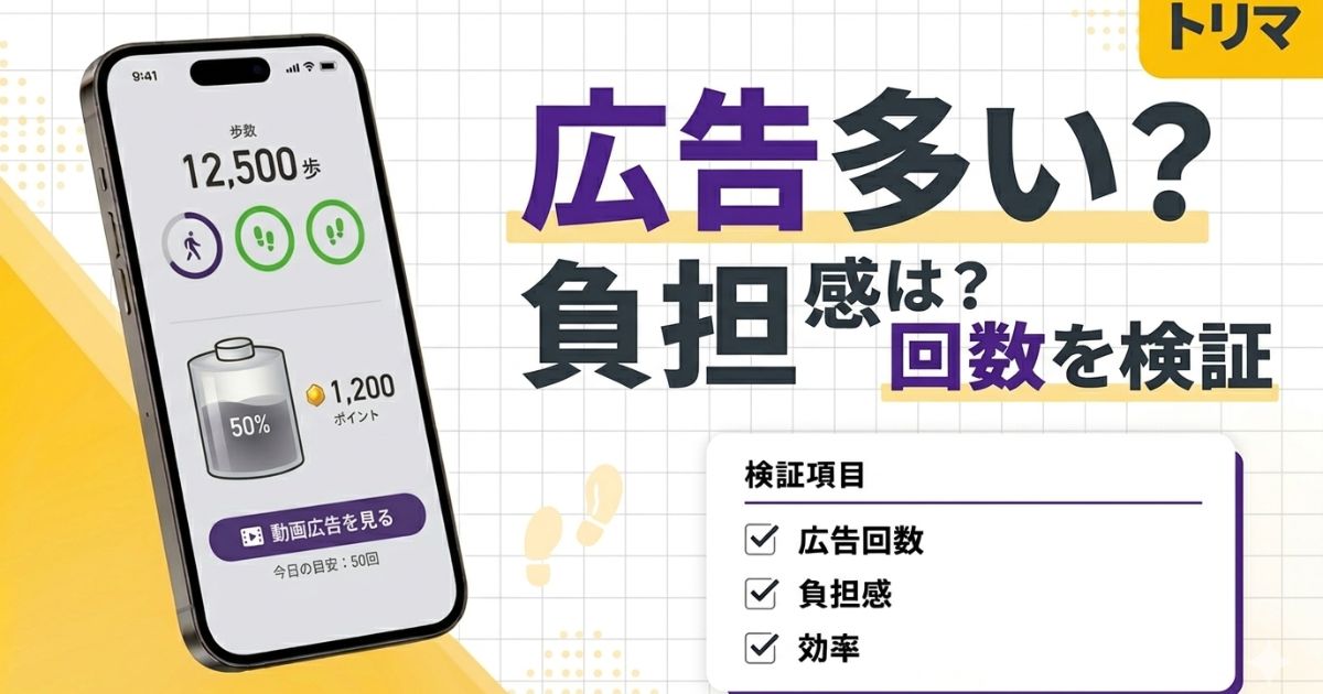 トリマの広告回数や負担感を検証したレビュー記事のアイキャッチ画像