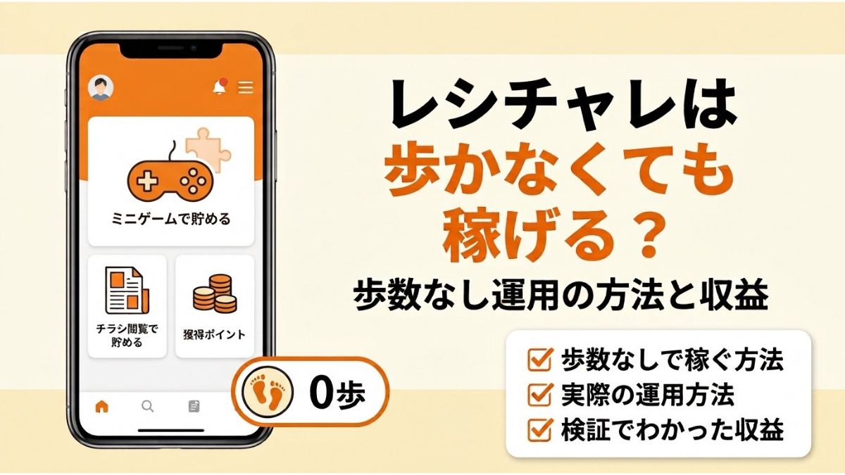 レシチャレは歩かなくても稼げる？歩数なし運用の方法と収益を紹介